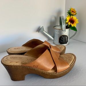 Born genuine leather wedge sandals